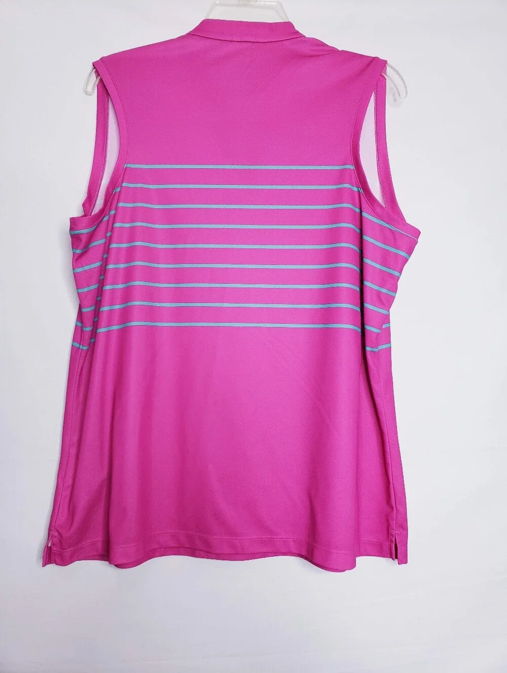 Nike Dri-Fit Victory Striped Sleeveless Pink & Teal Golf Top Women's Size XL